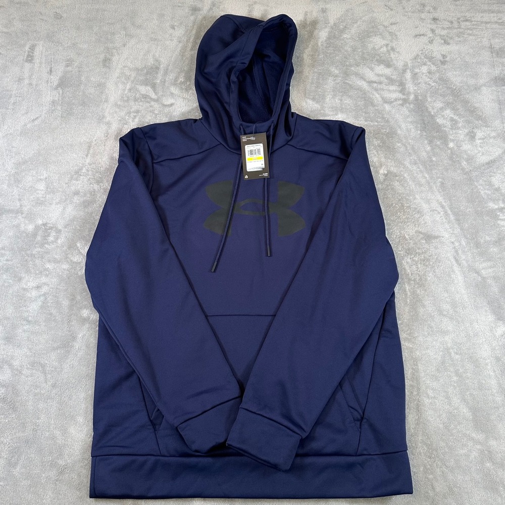 Under Armour Mens Fleece Hoodie Navy Blue Sweatshirt Medium New with Tags